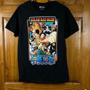 One Piece Straw Hat Crew Graphic T-Shirt Mens M Black Anime Manga Luffy Zoro Tee